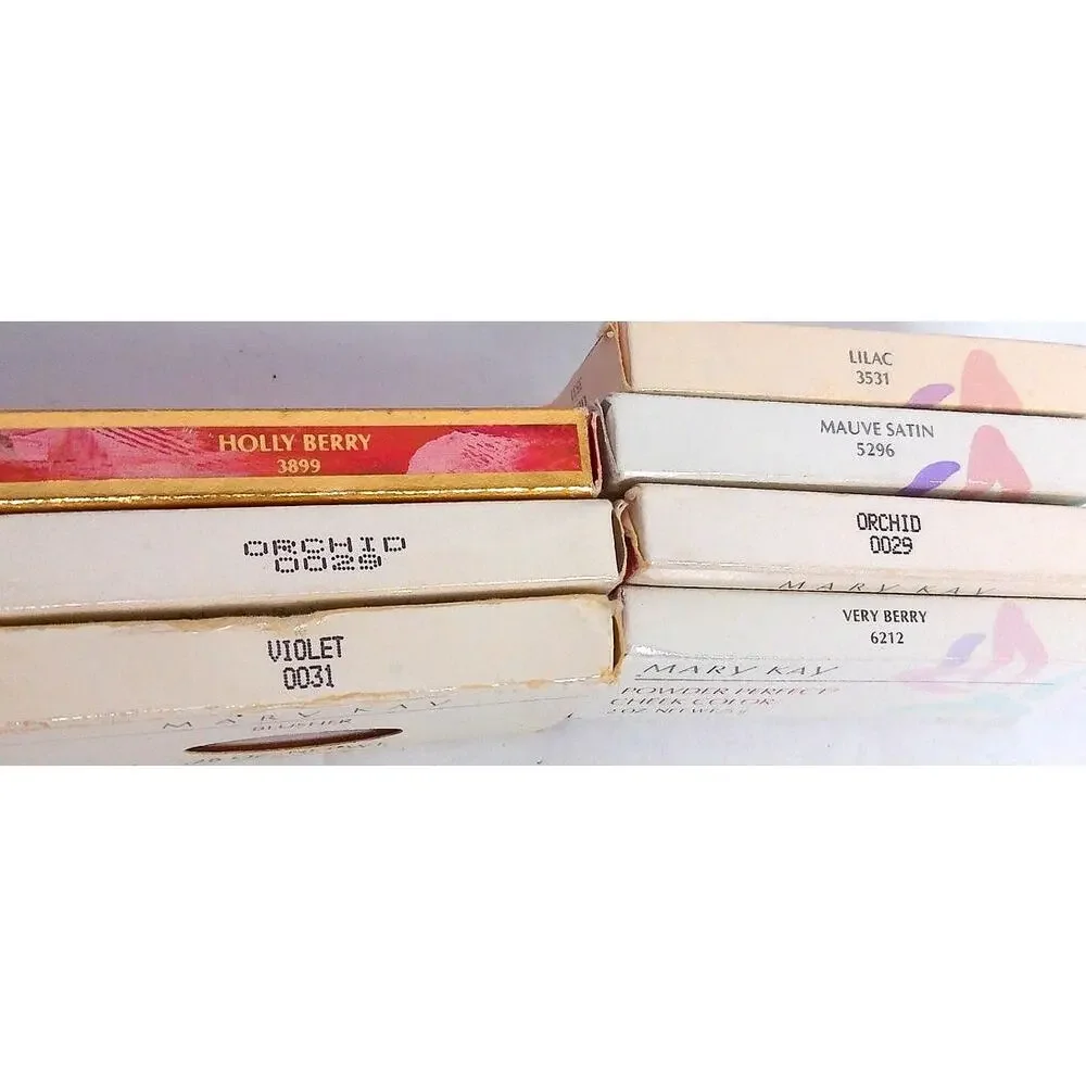 Vtg Mary Kay Blush Violet Mauve Satin Holly Berry Orchid Lilac Very Berry Set 7
